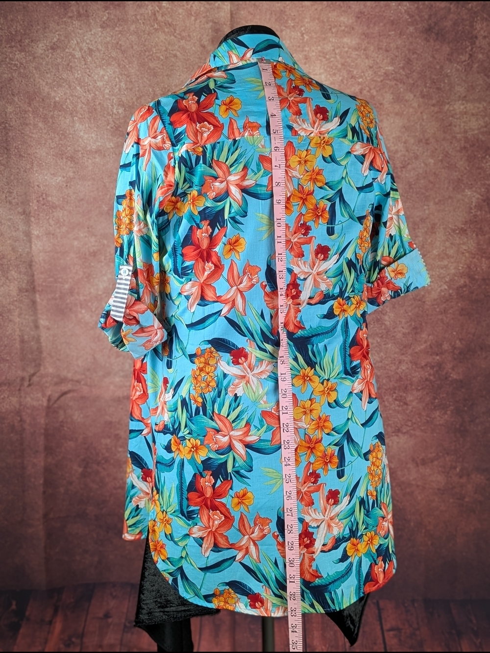 NWT Tommy Bahama Floriana Boyfriend Shirt XS Turquoise Tropical Floral Cotton - Picture 6 of 11